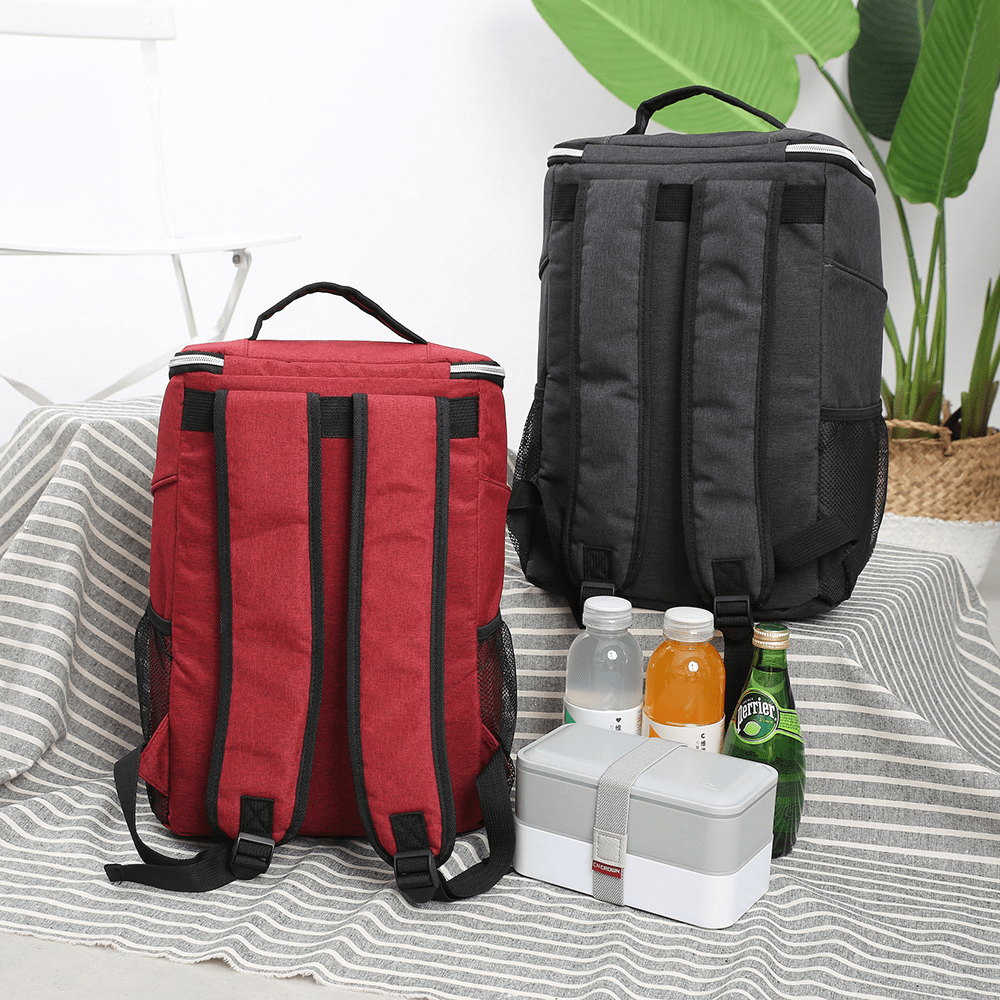 sac a dos isotherme glaciere noir et rouge dos