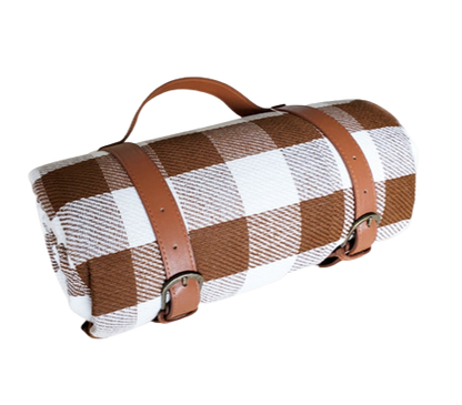 grand tapis picnic marron blanc