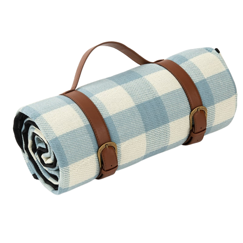grande couverture picnic vichy bleu blanc