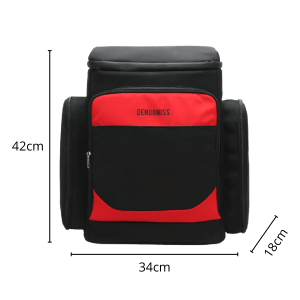 Sac à dos noir et rouge compartiment glacière avec dimension