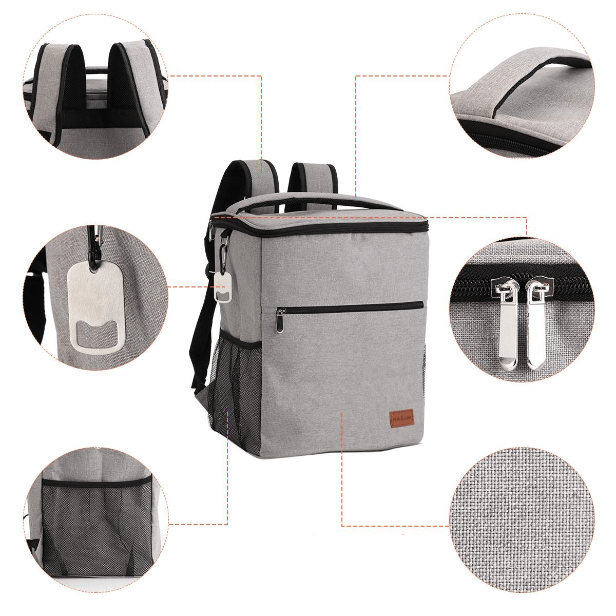 details sac a dos isotherme 25 litres gris
