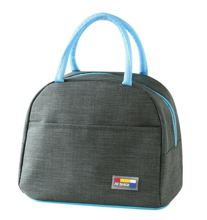 sac isotherme repas dejeuner bleu et gris