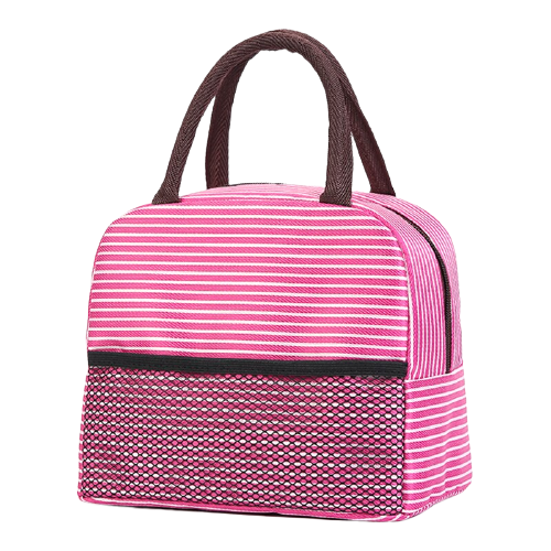 sac isotherme repas rose et blanc